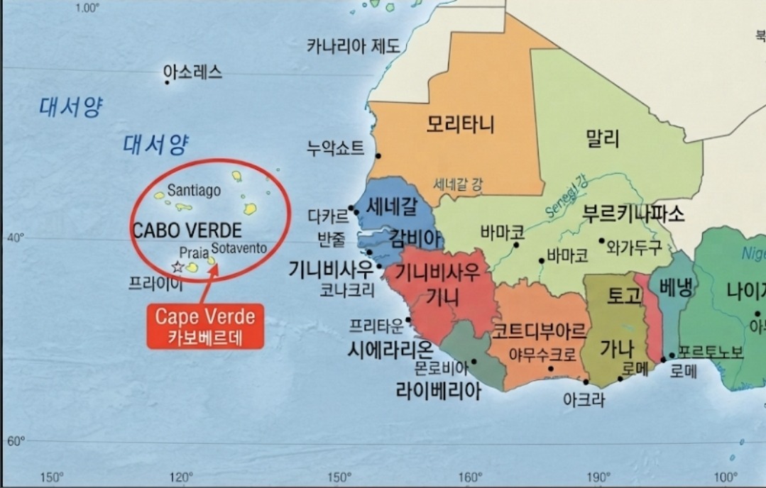북중미 월드 컵 돌풍의 카보베르데 위치 지도
